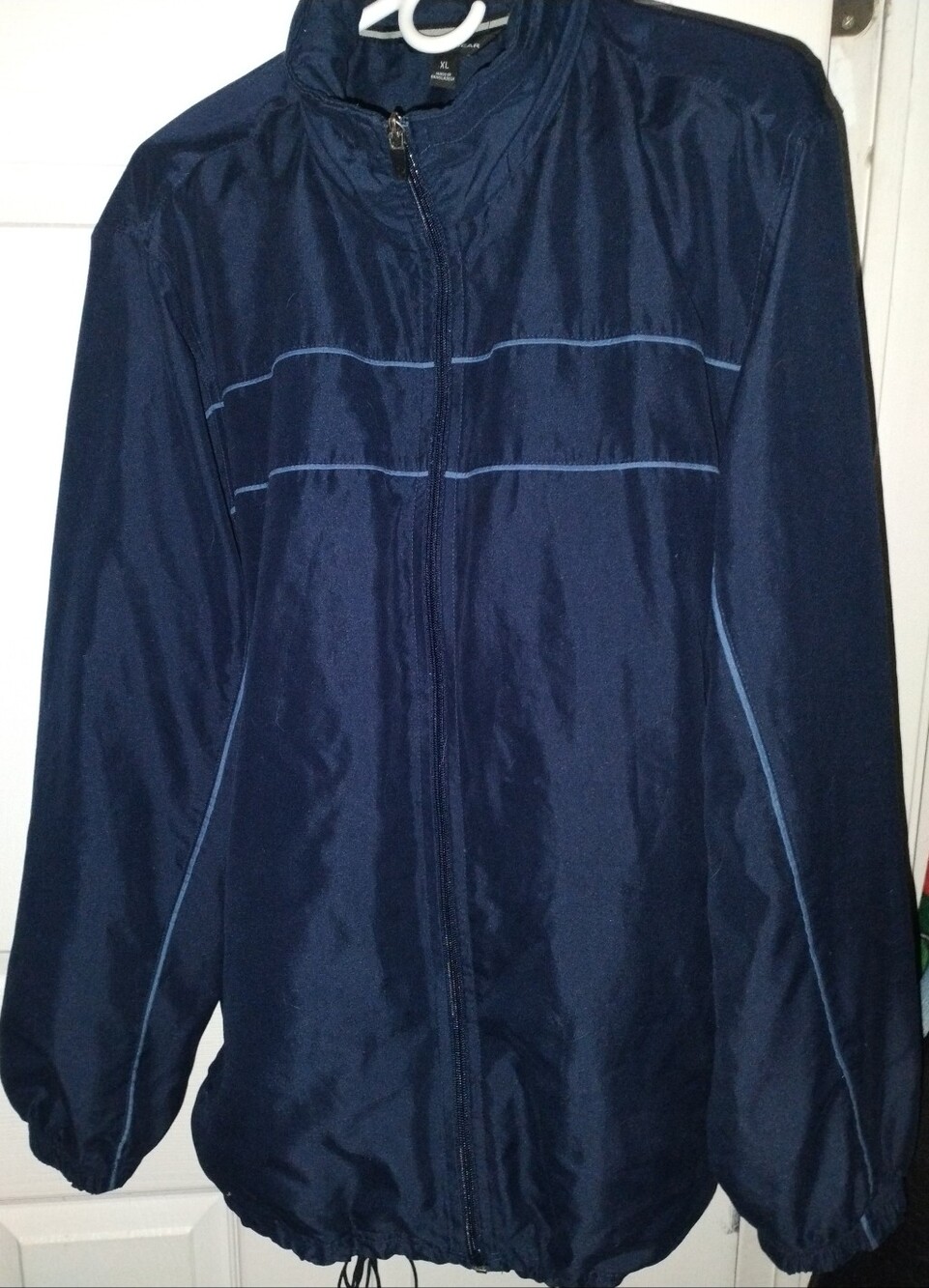 Men's Navy Windbreaker Jacket with Contrast Piping